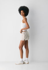 Cozy Sweatfleece Perfect Micro Short - HEATHER ECRU