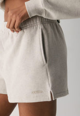 Cozy Sweatfleece Mega Hi-Rise Mini Short - HEATHER ECRU