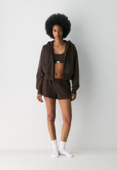 Cozy Sweatfleece Boyfriend Lo-Rise Mini Short - RICH MOCHA BROWN