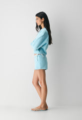 Cozy Sweatfleece Boyfriend Lo-Rise Mini Short - PANORAMA BLUE