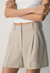 The Effortless Short™ Mid-Thigh - PowerLinen™ - UNDYED DARK ECRU