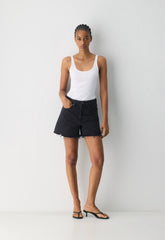 Denim Forum The Ex-Boyfriend Hi Mid-Thigh Denim Short - BLACK EYELINER