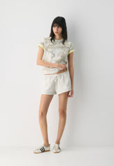Ansel Linen Short - INGD STRP W /NTRL ECRU