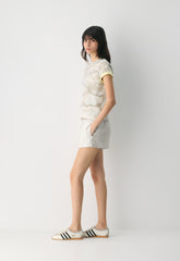 Ansel Linen Short - INGD STRP W /NTRL ECRU