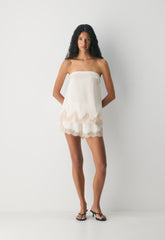 Whimsy Satin Short - LT BR/SPKLG CHMPGN