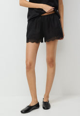 Whimsy Linen Short - BLACK/BLACK