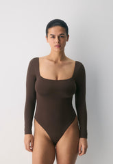 Original Contour Headway Squareneck Bodysuit - RICH MOCHA BROWN