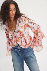 For Love & Lemons Fallen Floral Top