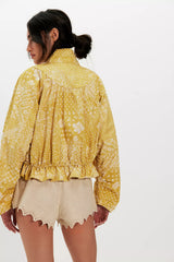 Devon Printed Balloon Funnel-Neck Jacket