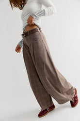 About It Baggy Plaid Suit Trousers