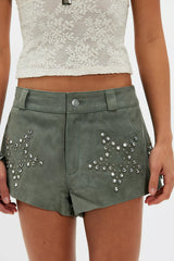 Understated Leather Starburst Shorts