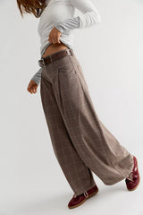 About It Baggy Plaid Suit Trousers