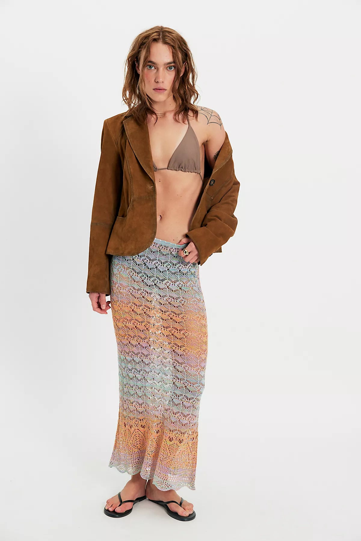 Anna Sui Ombre Space Dye Crochet Skirt