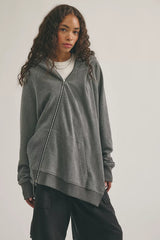 Asparagus Curved Asymmetrical Zip-Up