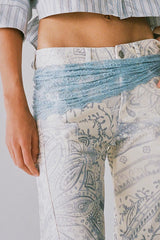 We The Free Fable Printed Low-Rise Twisted Bowed Jeans