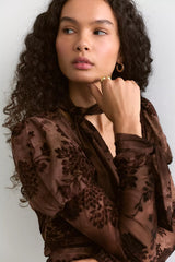 Anna Sui Dahlia Tulle Long Sleeve Blouse