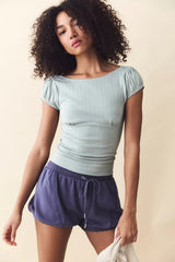 End Game Pointelle Puff Baby Tee
