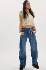 We The Free Fable Low-Rise Twisted Bowed Jeans