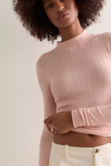 End Game Pointelle Mock Neck Long Sleeve