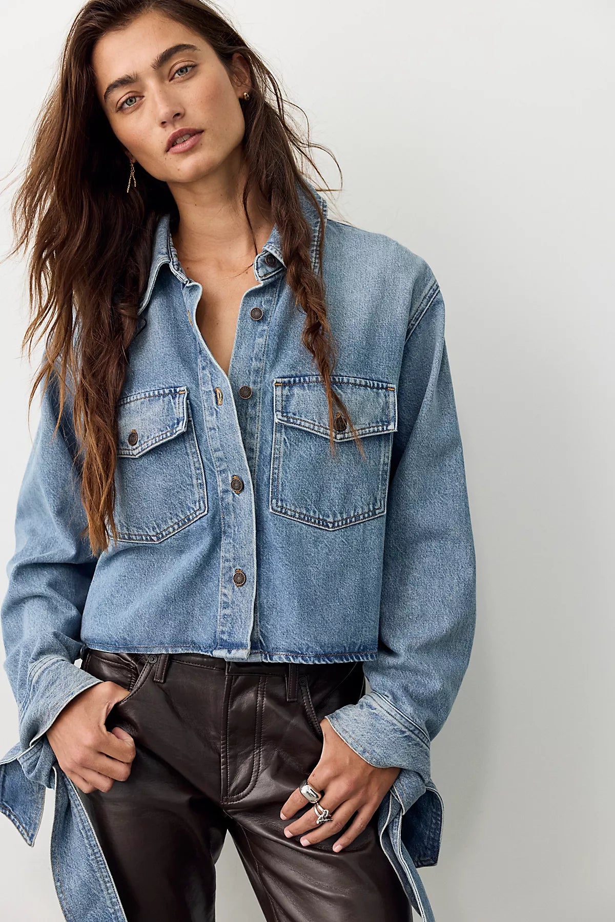 AGOLDE Hewitt Cropped Button Down Shirt