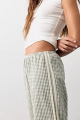 DONNI. The Cotton Gingham Stripe Crop Pants