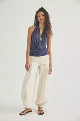 Cupro Cowl Neck Halter Top