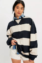 We The Free Classic Striped Oversized Crewneck