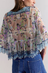 Anna Sui Lady Chatterley Lace V-Neck Blouse