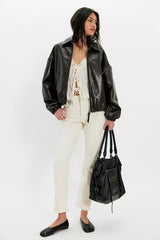 Citizens of Humanity Bubble Hem Leather Bomber Jacket