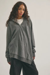 Asparagus Curved Asymmetrical Zip-Up