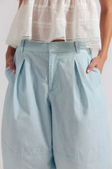Gardenia Wide-Leg Cropped Cotton Trousers