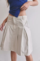 Chino Pleated Midi Skirt