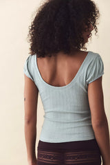 End Game Pointelle Puff Baby Tee
