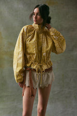 Devon Printed Balloon Funnel-Neck Jacket