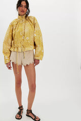 Devon Printed Balloon Funnel-Neck Jacket