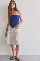 Chino Pleated Midi Skirt