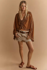 Calla Embellished Cape Top