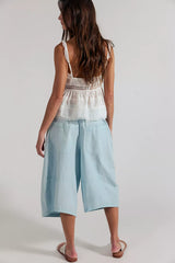 Gardenia Wide-Leg Cropped Cotton Trousers