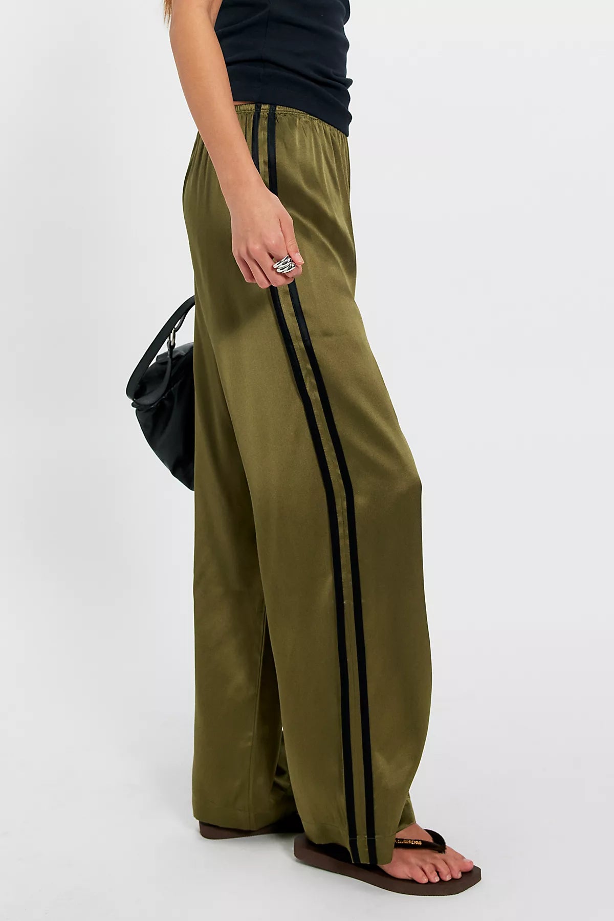 DONNI. The Silk Stripe Simple Pants