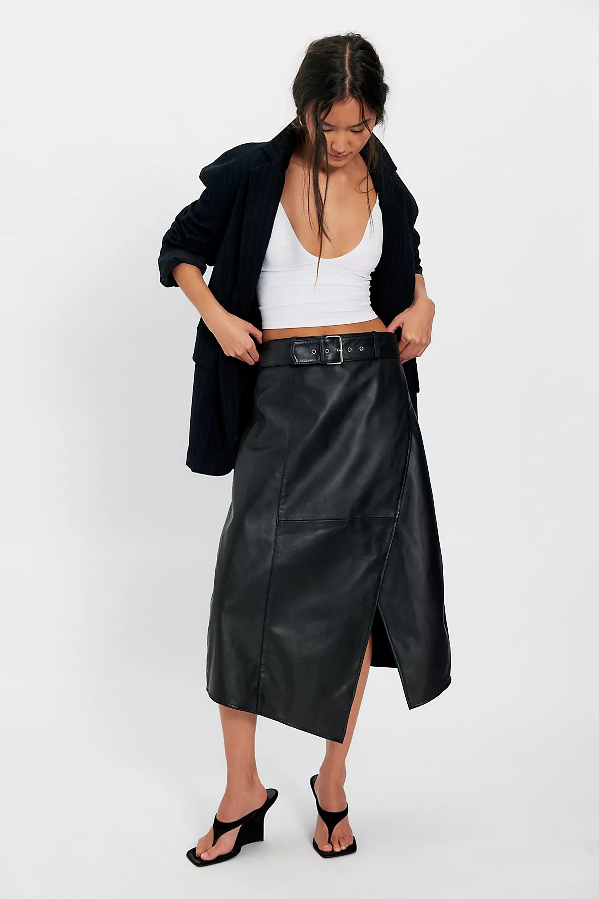 Deadwood Kalmer Leather Midi Skirt