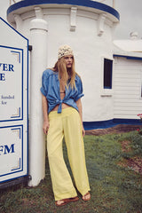 Seaside Cotton-Linen Lace Pants