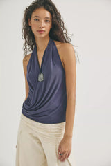 Cupro Cowl Neck Halter Top