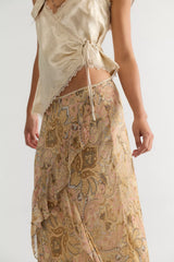 Spell Damask Ruffle Midi Skirt