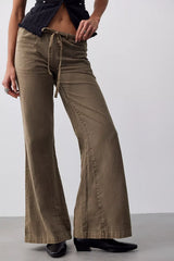Break The Ice Linen Slouch Flare Pants