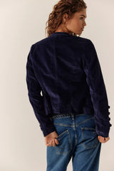 Fitted Velvet Military Jacket
