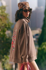 A Cut Above Floral Logo Mock Neck Pullover Sweatshirt