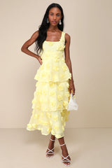 Exceptional Entrance Mint Sleeveless Tiered Rosette Midi Dress