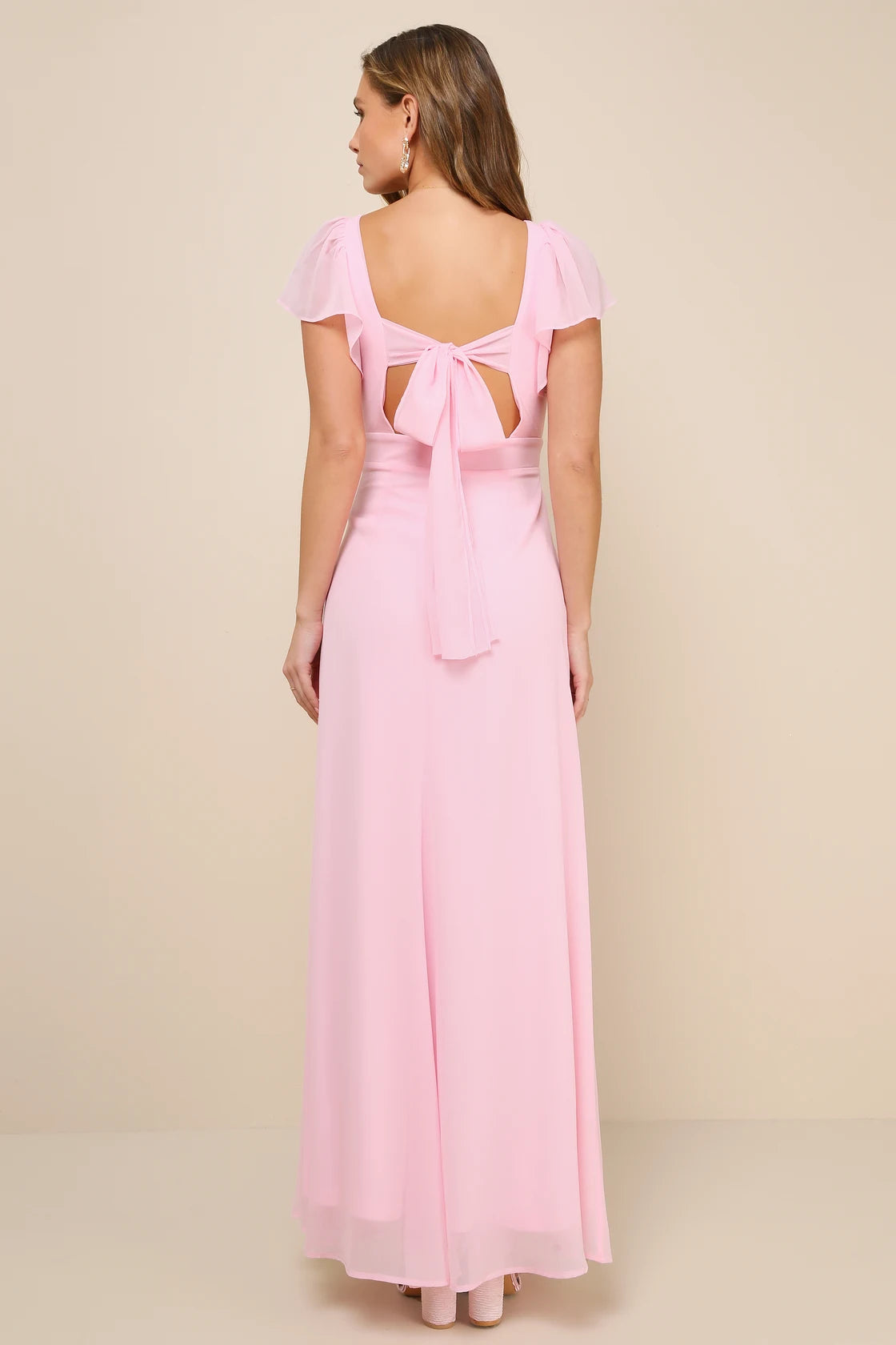 Simply Delightful Black Tie-Back Flutter Sleeve Maxi Dress