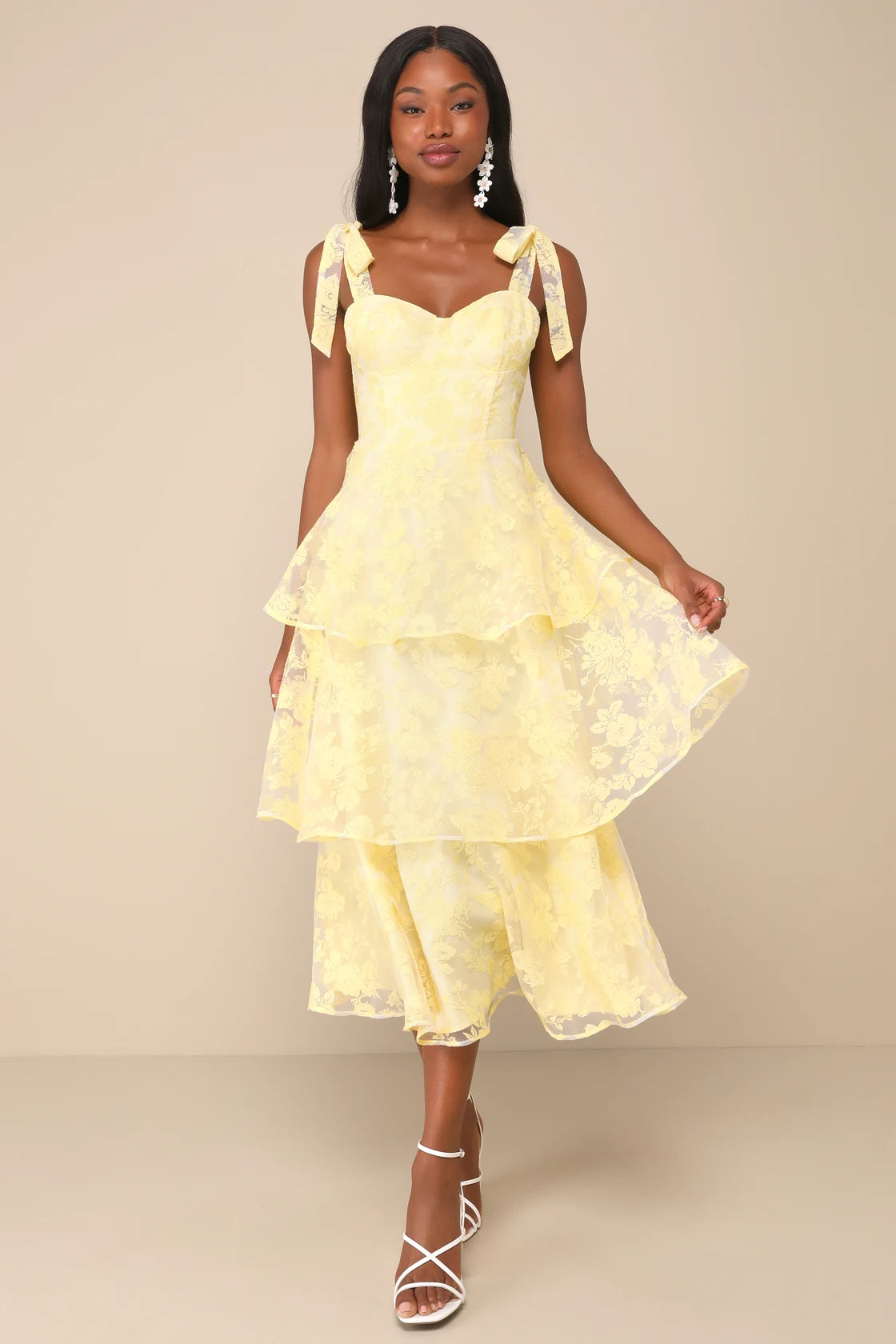 Glamorous Sweetie Sage Burnout Tie-Strap Bustier Midi Dress