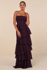 Gorgeous Essence Slate Blue Strapless Tiered Maxi Dress